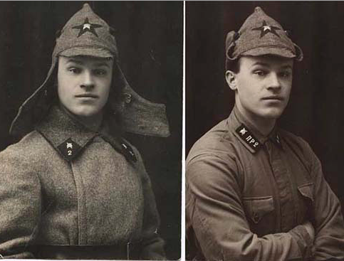  1918년 도입된 볼셰비키 적군(Red Army)의 군복과 모자 Budenovka. 2차대전 이전까지 소련 적군의 기본적인 군복 형태 